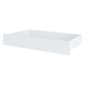 Here's an alt tag for the image: White rectangular storage drawer under bed.