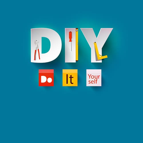 A blue background with the word diy written in it.